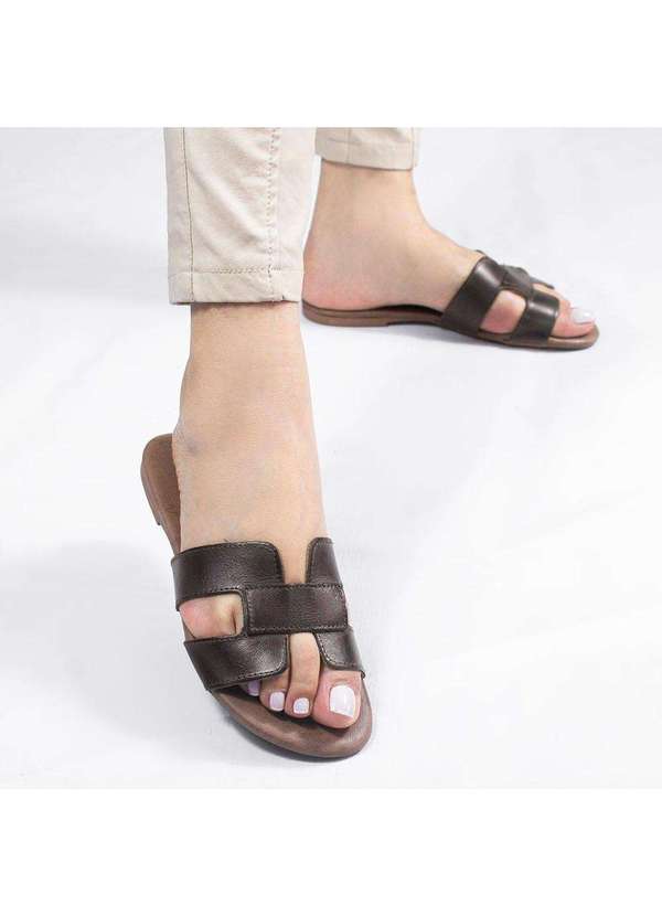 Zatta Calcados - Rasteira H Couro Milena Marrom 3