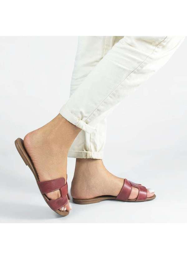 Zatta Calcados - Rasteira Zatta H Couro Milena Vermelho 3