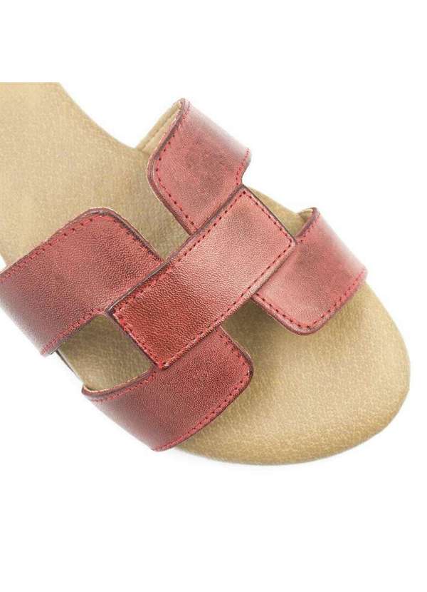 Zatta Calcados - Rasteira Zatta H Couro Milena Vermelho 4