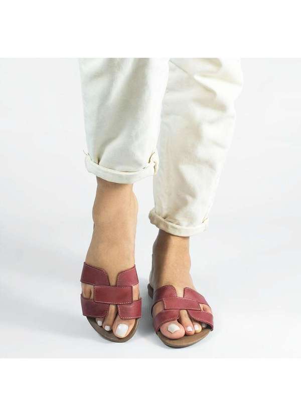 Zatta Calcados - Rasteira Zatta H Couro Milena Vermelho 5