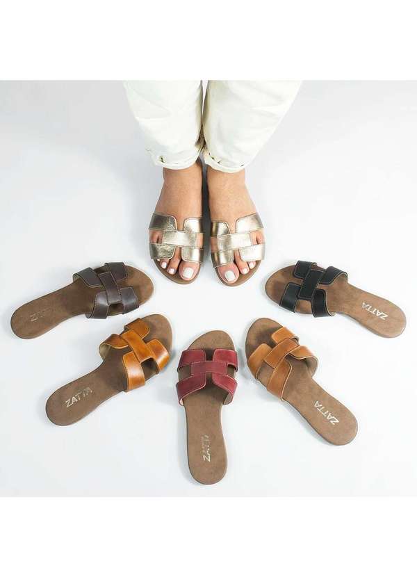 Zatta Calcados - Rasteira Zatta H Couro Milena Vermelho 7