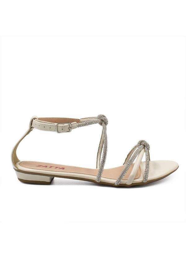 Zatta Calcados - Rasteira Zatta no Brilho Strass Vanessa Branco