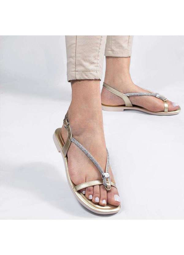 Zatta Calcados - Rasteira Zatta Strass Ajustavel Poliana Dourado 3