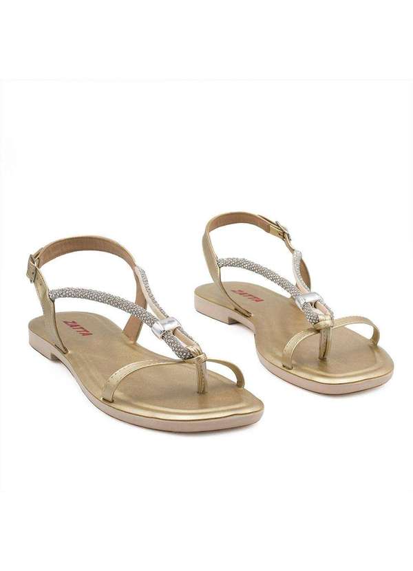 Zatta Calcados - Rasteira Zatta Strass Ajustavel Poliana Dourado 4