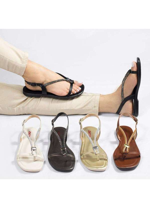 Zatta Calcados - Rasteira Zatta Strass Ajustavel Poliana Dourado 6