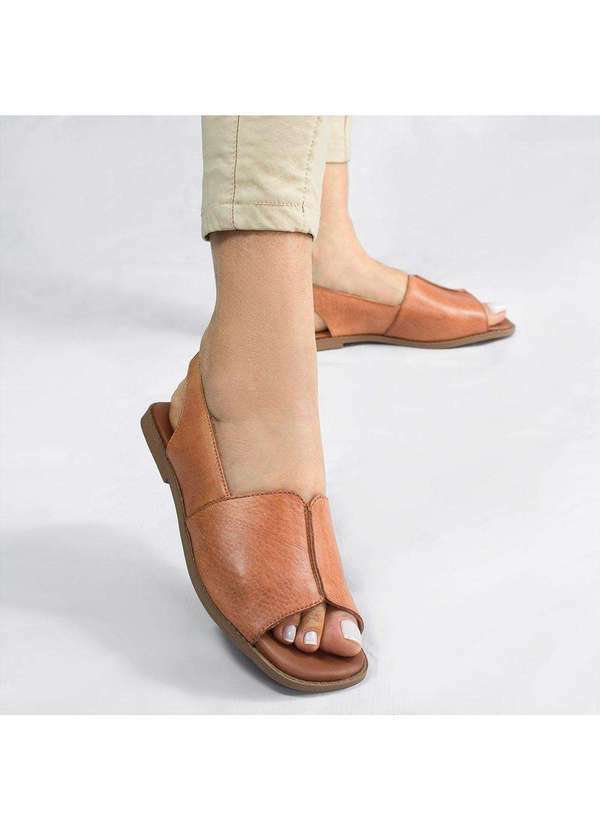 Zatta Calcados - Sandalia Rasteira Bx Couro Fechada Francisca Marrom 3