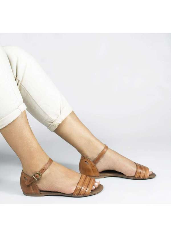 Zatta Calcados - Sandalia Rasteira Couro Viviane Marrom