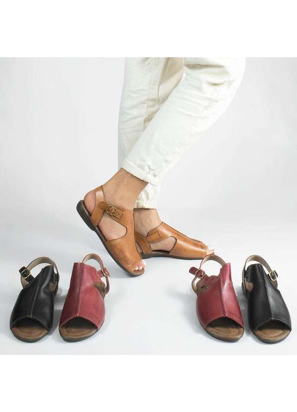 Zatta Calcados - Sandalia Rasteira Fechada Flat Mia Marrom 7