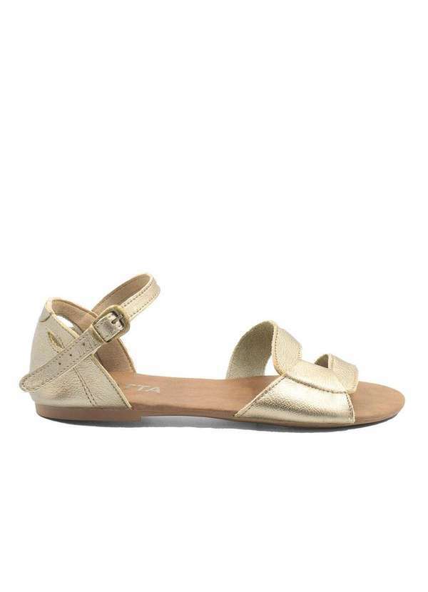 Zatta Calcados - Sandalia Rasteira Flat Couro Mercedes Dourado 2