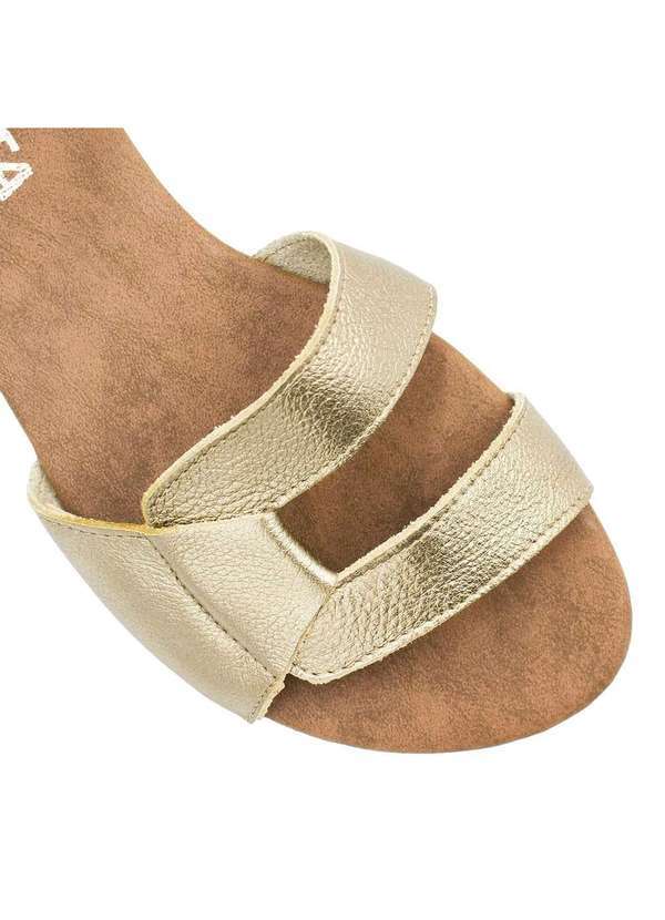 Zatta Calcados - Sandalia Rasteira Flat Couro Mercedes Dourado 5