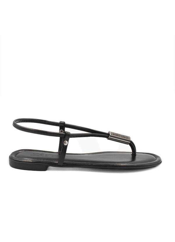 Zatta Calcados - Sandalia Rasteira Zatta Ajustavel Brilho Cibele Preto