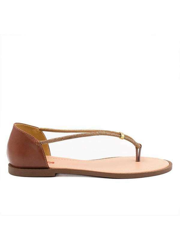 Zatta Calcados - Sandalia Rasteira Zatta Brilho Fechada Lady Marrom