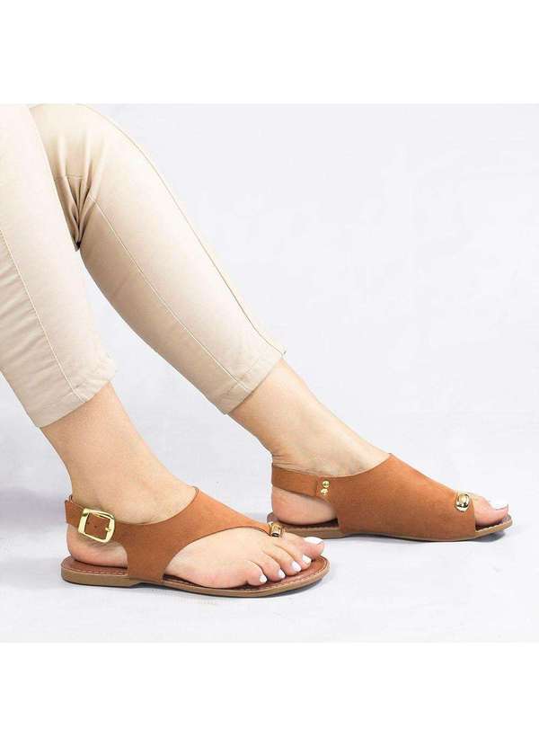 Zatta Calcados - Sandalia Rasteira Zatta Detalhe Dedo Barbara Marrom 3