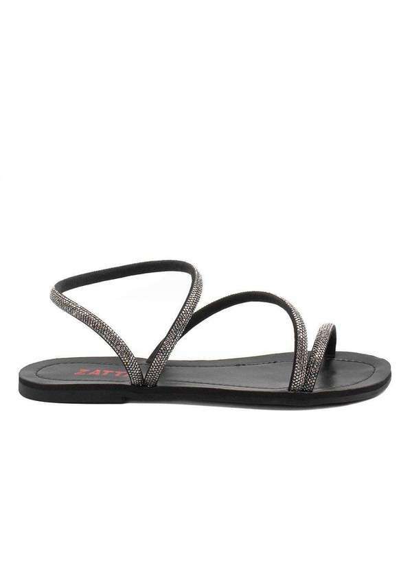 Zatta Calcados - Sandalia Rasteira Zatta Detalhe Tornozelo Mila Preto