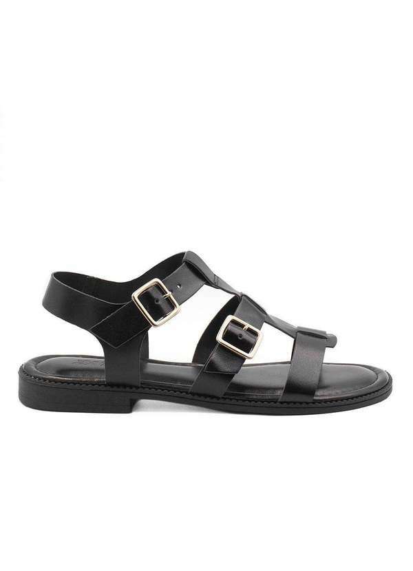 Zatta Calcados - Sandalia Rasteira Zatta Duas Fivelas Liah Preto