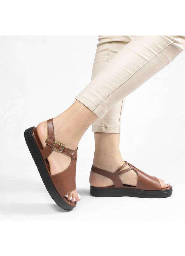 Zatta Calcados - Sandalia Rasteira Zatta Flat Alegra Marrom