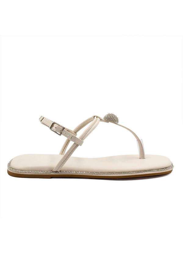 Zatta Calcados - Sandalia Rasteira Zatta Flat Brilho Consuelo Branco