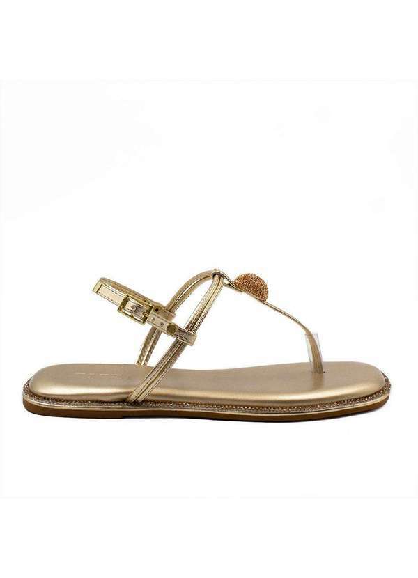 Zatta Calcados - Sandalia Rasteira Zatta Flat Brilho Consuelo Dourado