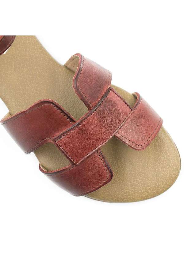 Zatta Calcados - Sandalia Zatta Rasteira Couro H Fechada Melina Vermelho 6