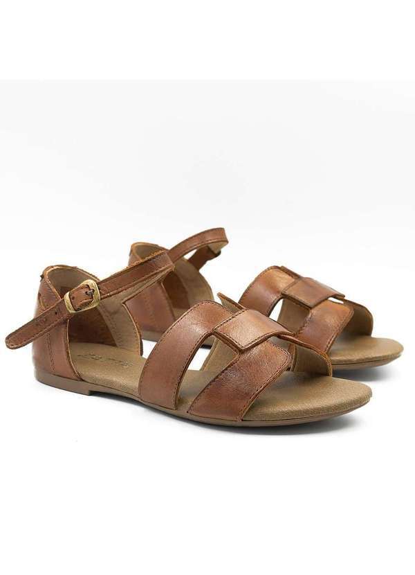 Zatta Calcados - Sandalia Zatta Rasteira Couro H Fechada Melina Marrom 4