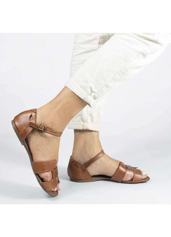 Zatta Calcados - Sandalia Zatta Rasteira Couro H Fechada Melina Marrom 5