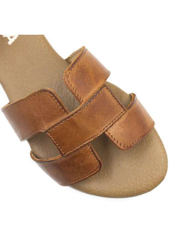 Zatta Calcados - Sandalia Zatta Rasteira Couro H Fechada Melina Marrom 6