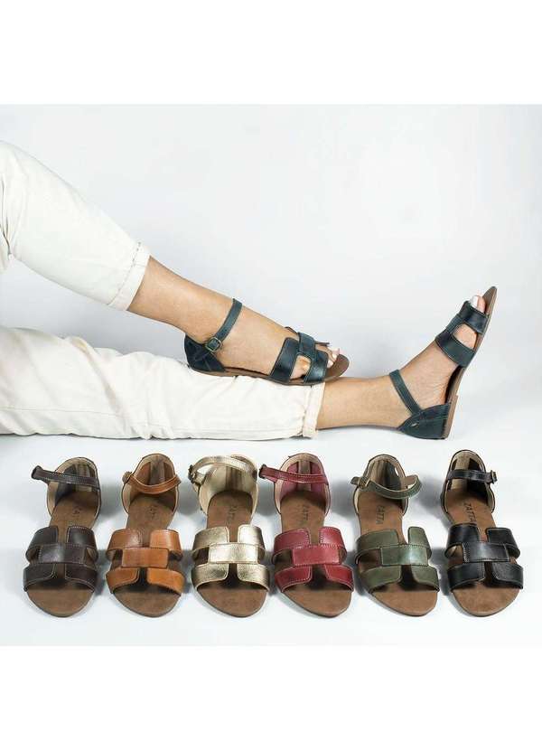 Zatta Calcados - Sandalia Zatta Rasteira Couro H Fechada Melina Marrom 7