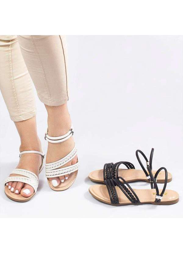 Zatta Calcados - Sandalia  Zatta Rasteira Trancada Bella Branco 10