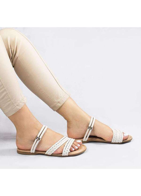 Zatta Calcados - Sandalia  Zatta Rasteira Trancada Bella Branco 3