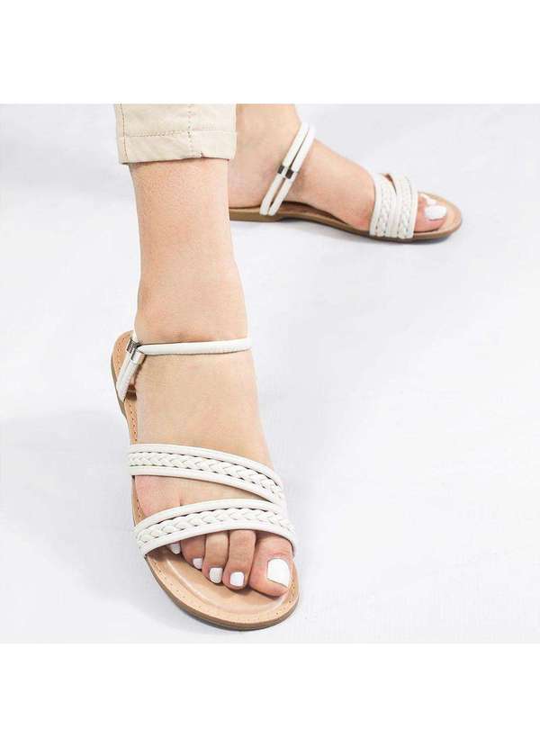 Zatta Calcados - Sandalia  Zatta Rasteira Trancada Bella Branco 6