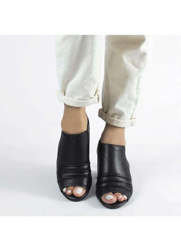 Zatta Calcados - Peepboot Salto Bloco Couro Pietra Preto 4