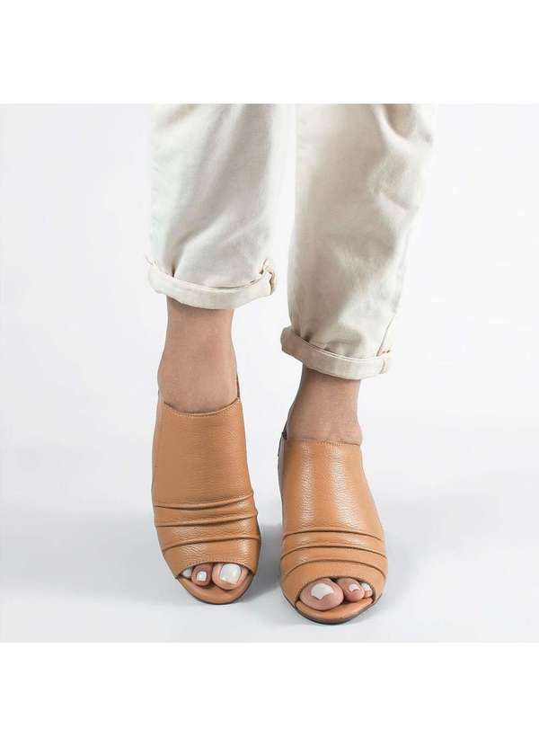 Zatta Calcados - Peepboot Salto Bloco Couro Pietra Marrom 3