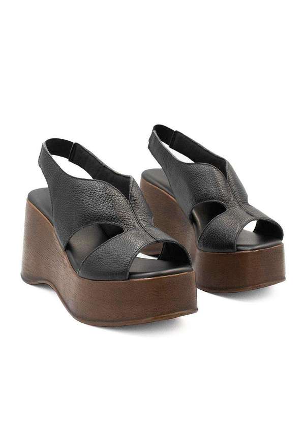 Zatta Calcados - Sandalia Anabela Couro Pamela Preto 5