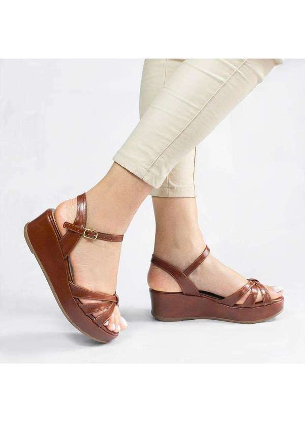 Zatta Calcados - Sandalia Anabela Flat Alanis Marrom