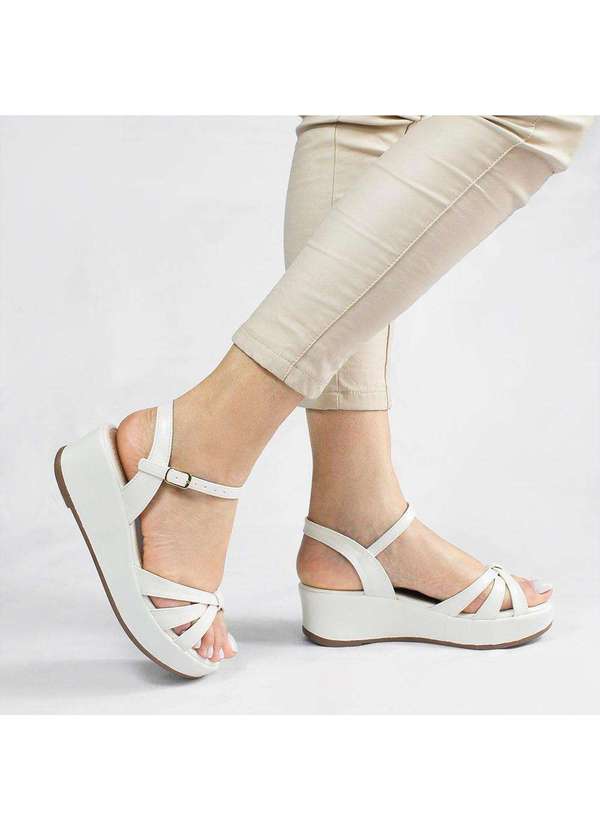 Zatta Calcados - Sandalia Anabela Flat Alanis Branco