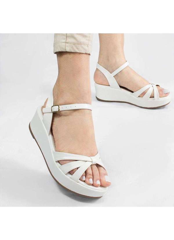 Zatta Calcados - Sandalia Anabela Flat Alanis Branco 5