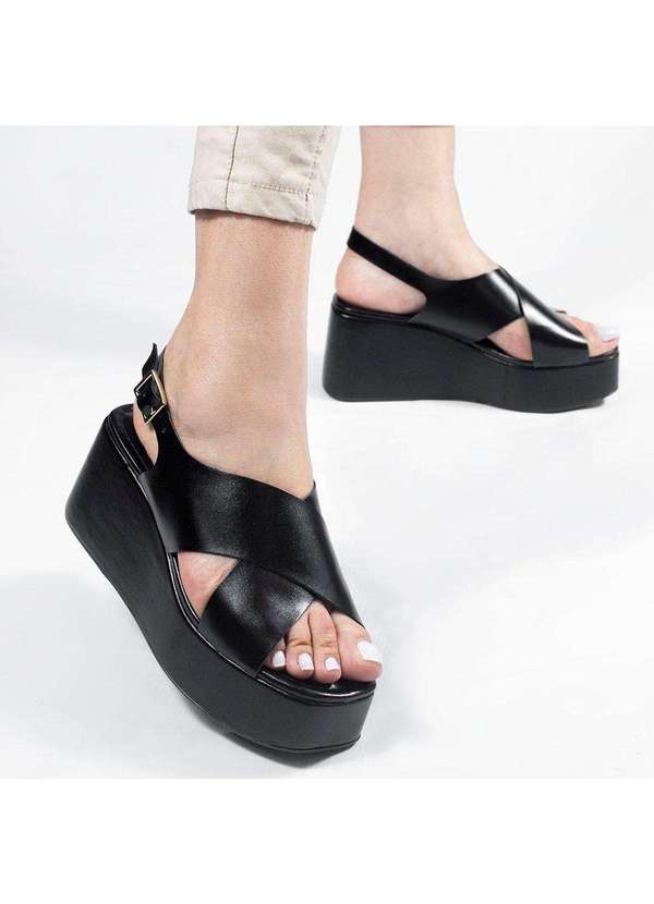 Zatta Calcados - Sandalia Anabela Ilana Preto 3