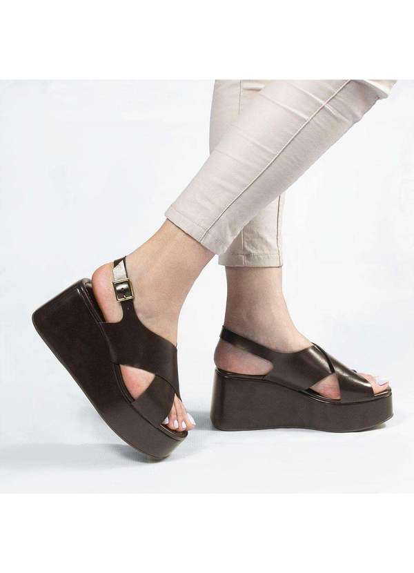 Zatta Calcados - Sandalia Anabela Ilana Marrom