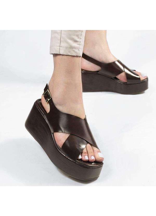 Zatta Calcados - Sandalia Anabela Ilana Marrom 3