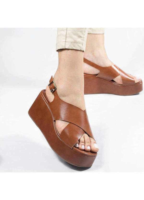 Zatta Calcados - Sandalia Anabela Ilana Marrom 3