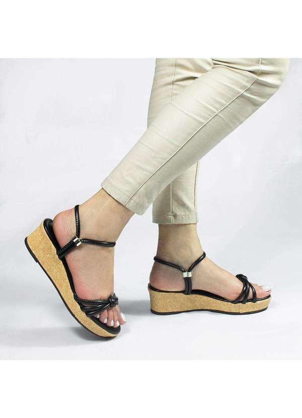 Zatta Calcados - Sandalia Anabela no Mirtes Preto 1