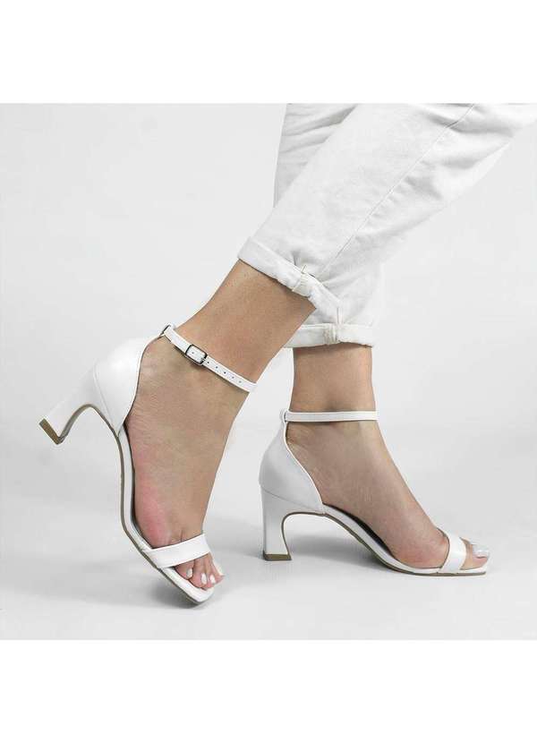 Zatta Calcados - Sandalia Basica Salto Medio Gisele Branco