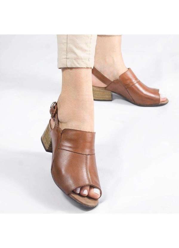 Zatta Calcados - Sandalia de Couro Salto Bloco Eva Marrom 3