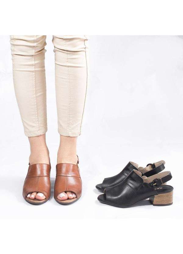 Zatta Calcados - Sandalia de Couro Salto Bloco Eva Marrom 6