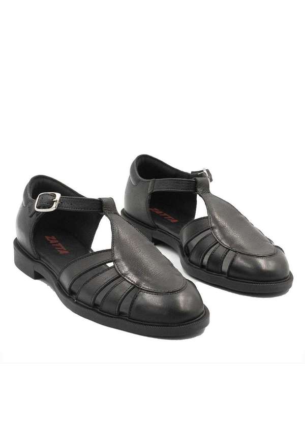 Zatta Calcados - Sandalia em Couro com Bico Fechado Florinda Preto 4