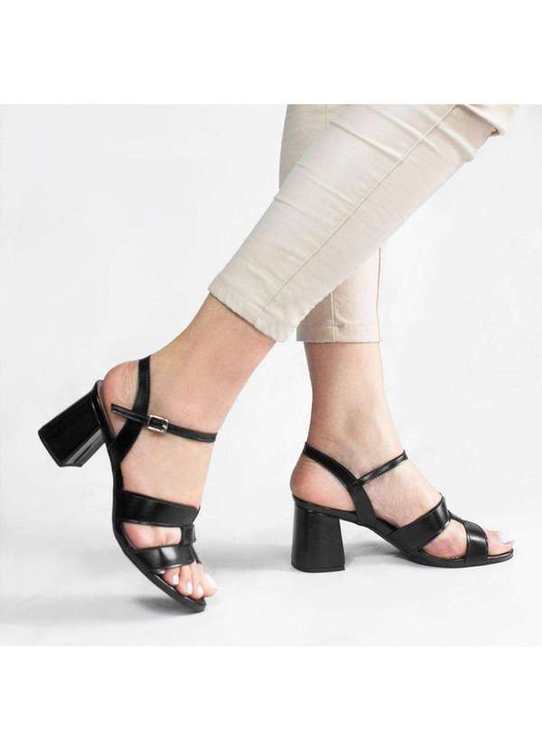 Zatta Calcados Sandalia H Salto Bloco Aya Preto