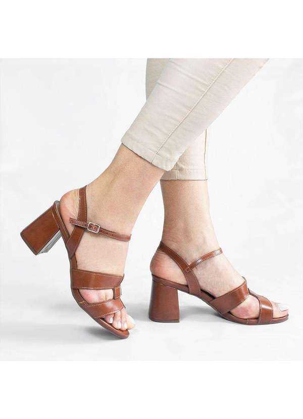 Zatta Calcados - Sandalia H Salto Bloco Aya Marrom