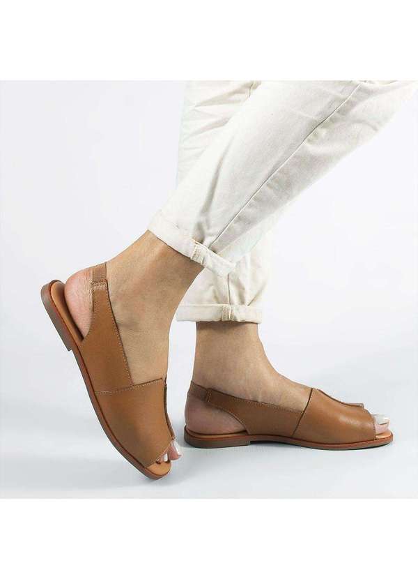 Zatta Calcados - Sandalia Rasteira Bx Couro Fechada Francisca Marrom 3