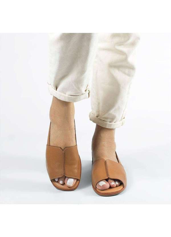 Zatta Calcados - Sandalia Rasteira Bx Couro Fechada Francisca Marrom 6