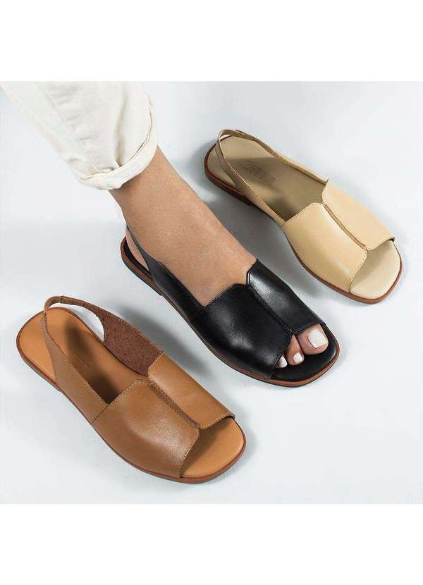 Zatta Calcados - Sandalia Rasteira Bx Couro Fechada Francisca Marrom 7